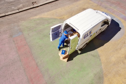 gls employee unloading a van