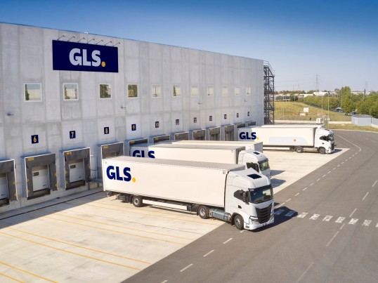 A GLS truck on the road